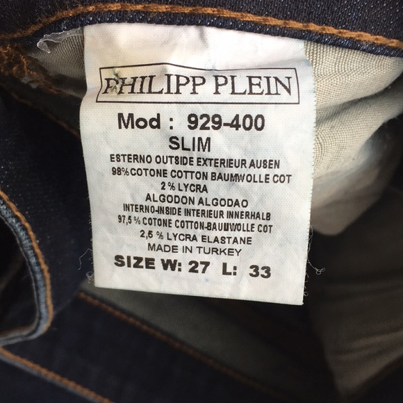 Philipp Plein slim skinny jeans dark wash distress - Picture 5 of 8